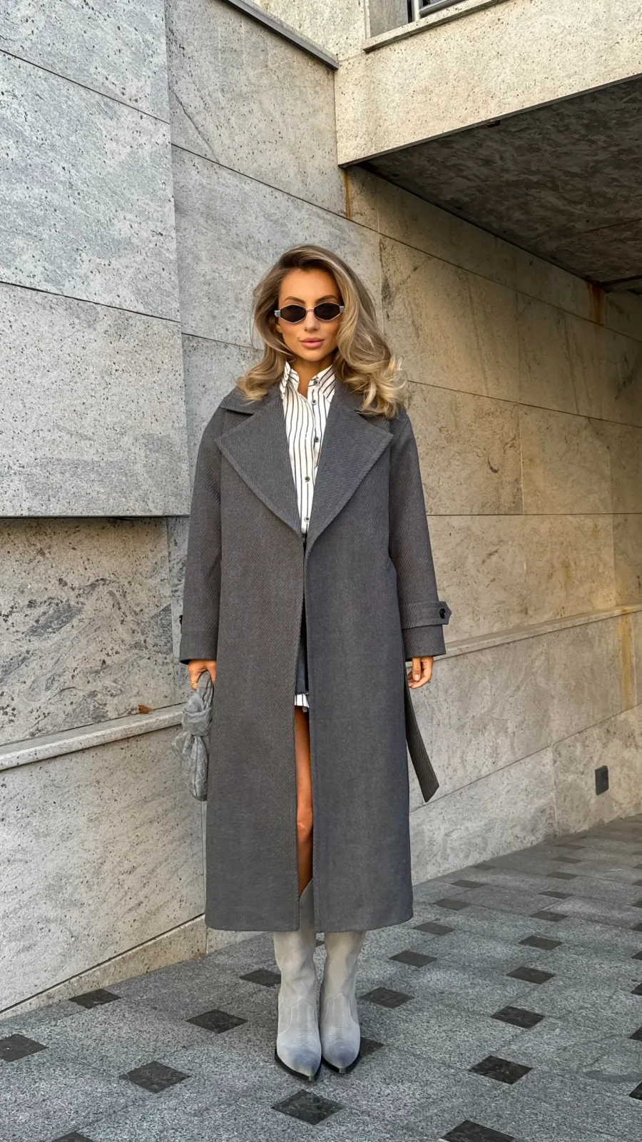 Cappotto lungo oversize grigio