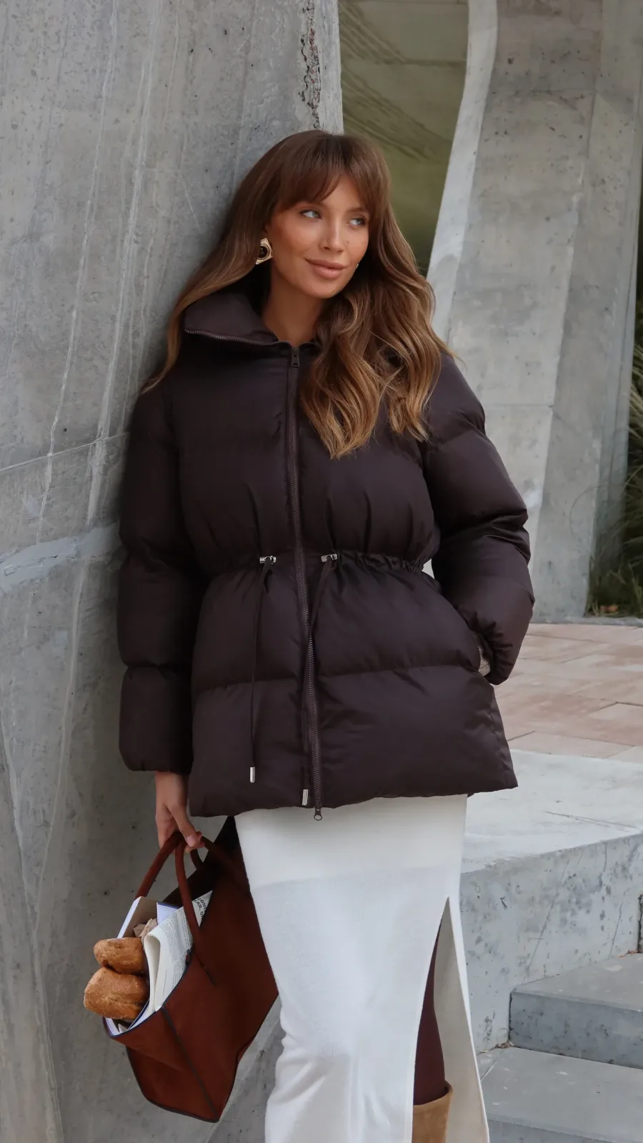 Piumino con coulisse Cioccolato